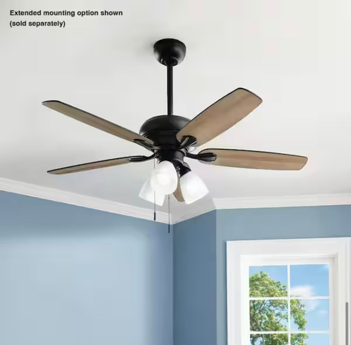Rockport II 52 in. Indoor Matte Black LED Ceiling Fan with Light kit, Downrod and Reversible Blades Included