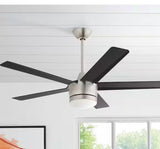 Merwry 52 in. Integrated LED Indoor Brushed Nickel Ceiling Fan with Light Kit and Remote Control