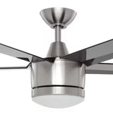 Merwry 52 in. Integrated LED Indoor Brushed Nickel Ceiling Fan with Light Kit and Remote Control