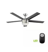 Merwry 52 in. Integrated LED Indoor Brushed Nickel Ceiling Fan with Light Kit and Remote Control