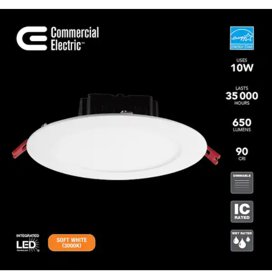 BLD 4 in. White Integrated LED Recessed Ceiling Mount Light Trim 3000K Soft White