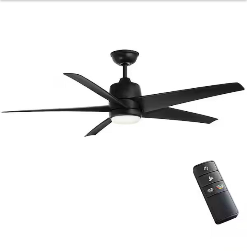 Mena 54 in. White Color Changing Integrated LED Indoor/Outdoor Matte Black Ceiling Fan with Light Kit and Remote Control