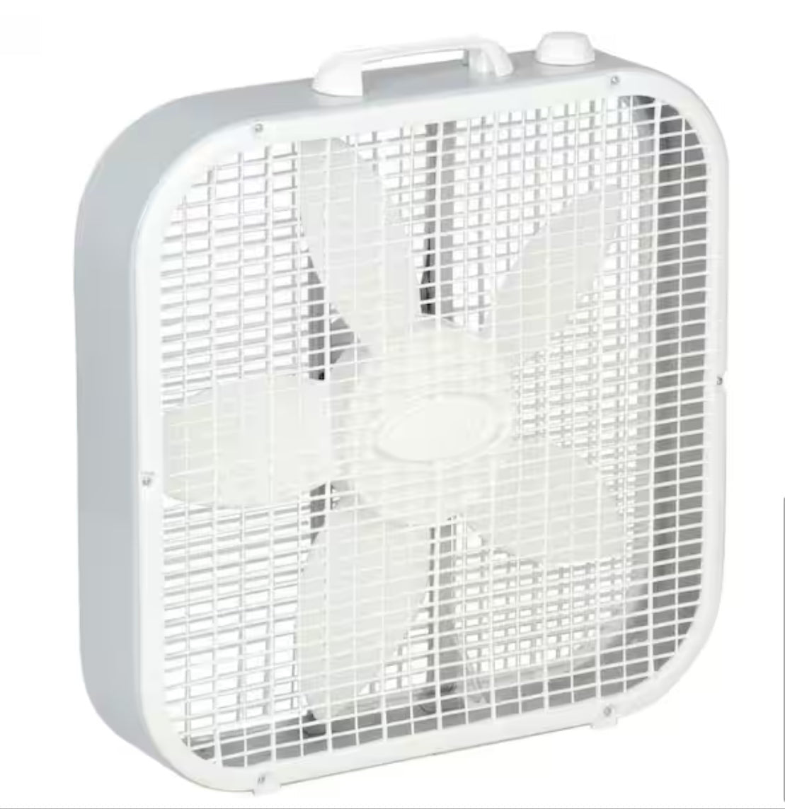 30 in. 3 Speeds Box Fan in White with Save-Smart Technology for Energy Efficiency, Carry Handle