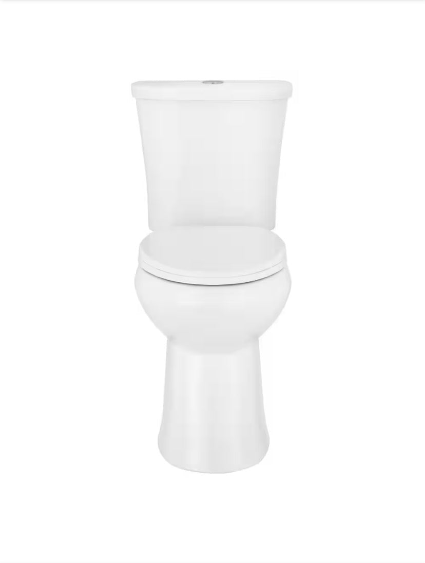 10 in. Rough in. 2-Piece 1.28 GPF Single Flush Elongated Toilet in White, Seat Included