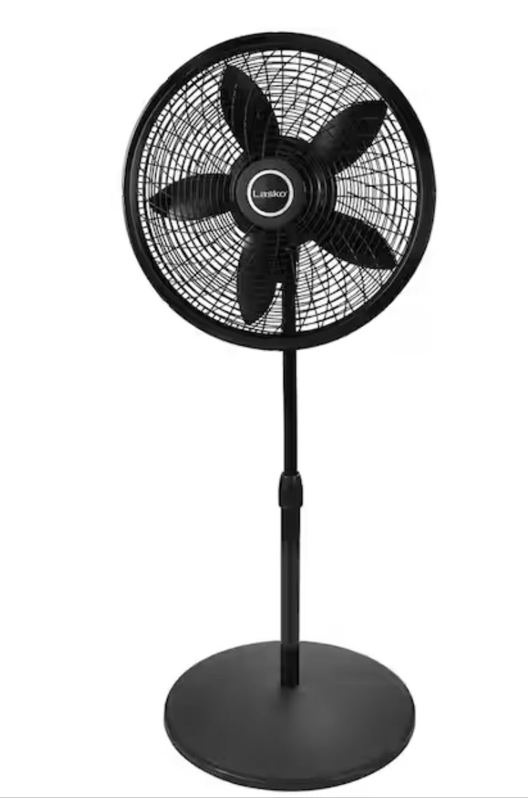 18 in. 3 Speed Oscillating Pedestal Fan with Adjustable Height, Easy Assembly, and Quiet Cooling for Any Room in Black