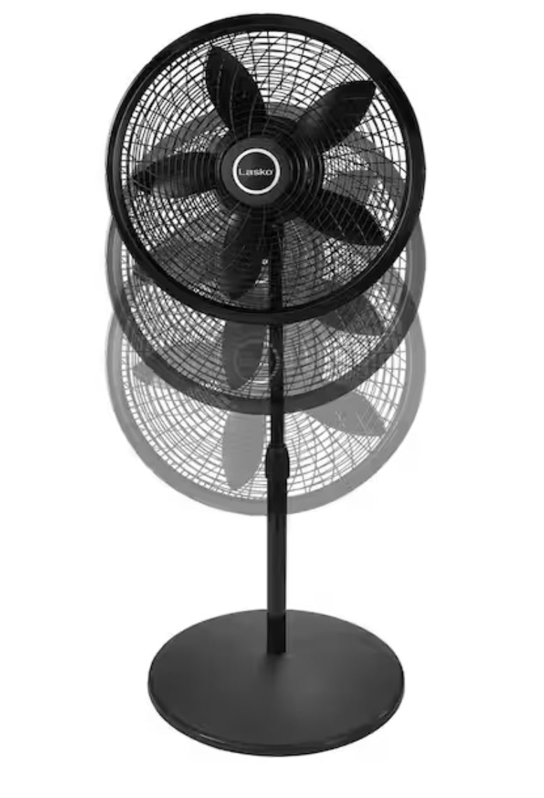 18 in. 3 Speed Oscillating Pedestal Fan with Adjustable Height, Easy Assembly, and Quiet Cooling for Any Room in Black