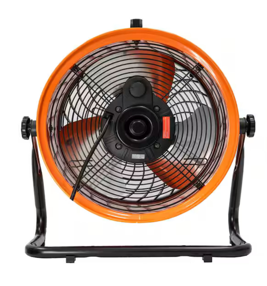 16 in. 3-Speed Drum Floor Fan in Orange High Velocity Turbo