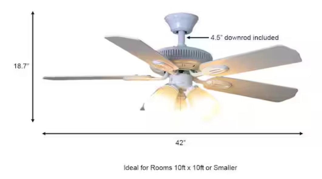 Glendale 42 in. LED Indoor White Ceiling Fan with Light Kit