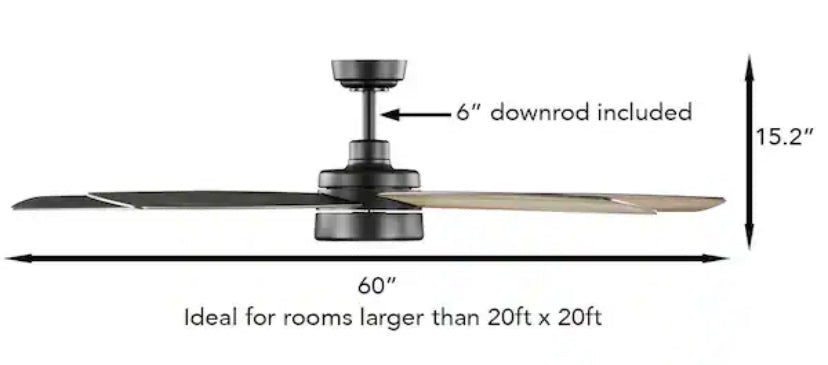 Driskol 60 in. White Color Changing LED Matte Black Smart Ceiling Fan with Light Kit and Remote Powered by Hubspace