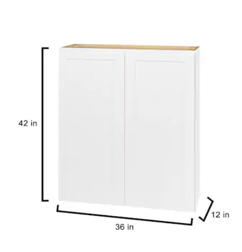 Avondale Shaker Alpine White Ready to Assemble Plywood 36 in Wall Kitchen Cabinet (36 in W x 42 in H x 12 in D)