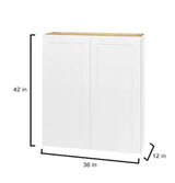 Avondale Shaker Alpine White Ready to Assemble Plywood 36 in Wall Kitchen Cabinet (36 in W x 42 in H x 12 in D)