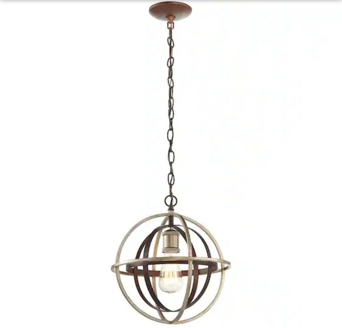 Barton Bay 1-Light Bronze and Champagne Pewter Orb Mini Pendant