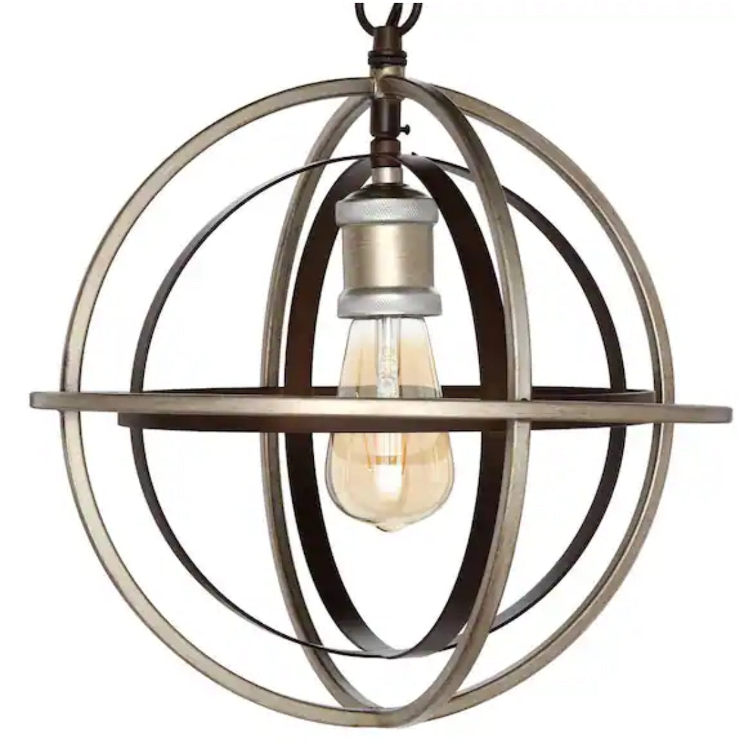 Barton Bay 1-Light Bronze and Champagne Pewter Orb Mini Pendant