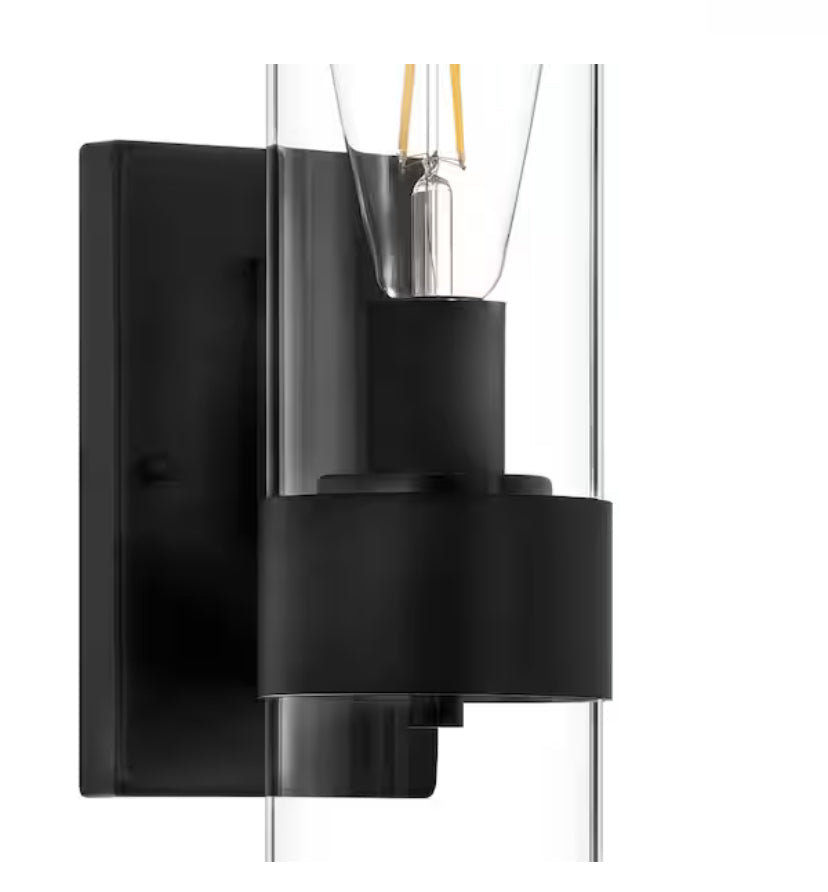 Denbeck 4.5 in. W Matte Black 1-Light Sconce Clear Glass