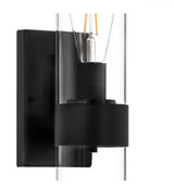 Denbeck 4.5 in. W Matte Black 1-Light Sconce Clear Glass