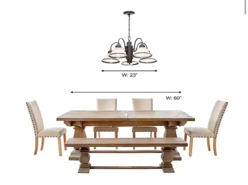 Halophane 5-Light Oil Rubbed Bronze Chandelier with Frosted Ribbed Glass Shades