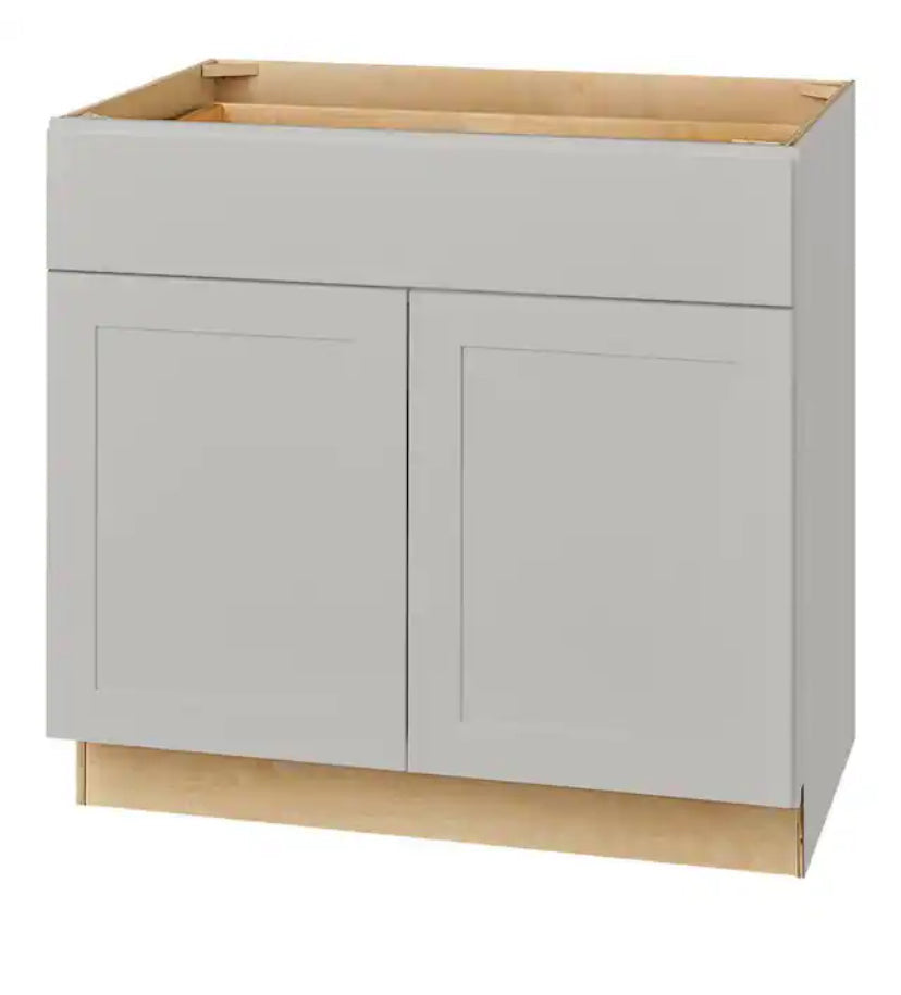 Avondale 36 in. W x 24 in. D x 34.5 in. H Ready to Assemble Plywood Shaker Base Kitchen Cabinet in Dove Gray