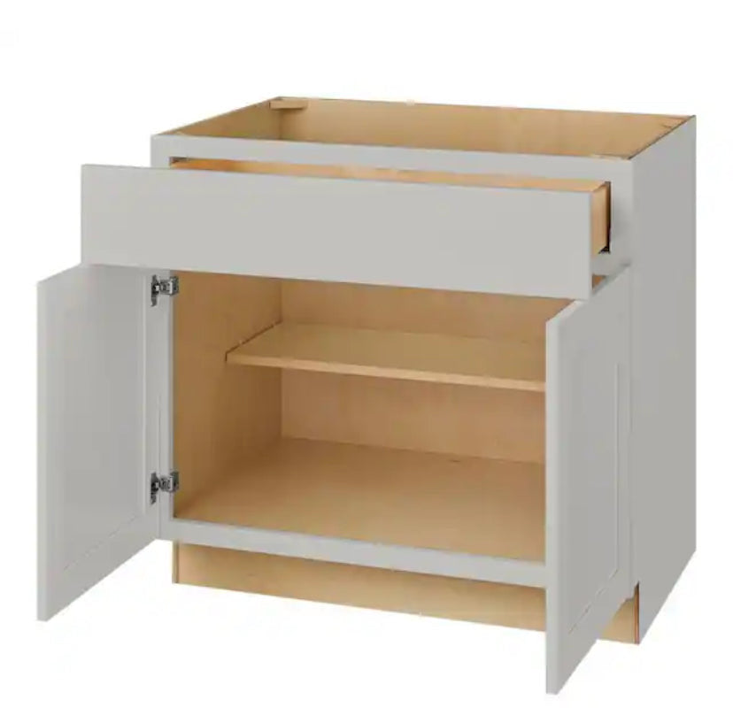 Avondale 36 in. W x 24 in. D x 34.5 in. H Ready to Assemble Plywood Shaker Base Kitchen Cabinet in Dove Gray