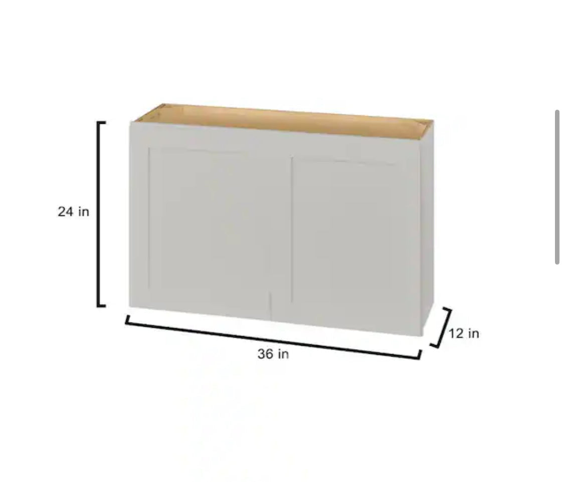 Avondale 36 in. W x 12 in. D x 24 in. H Ready to Assemble Plywood Shaker Wall Bridge Kitchen Cabinet in Dove Gray