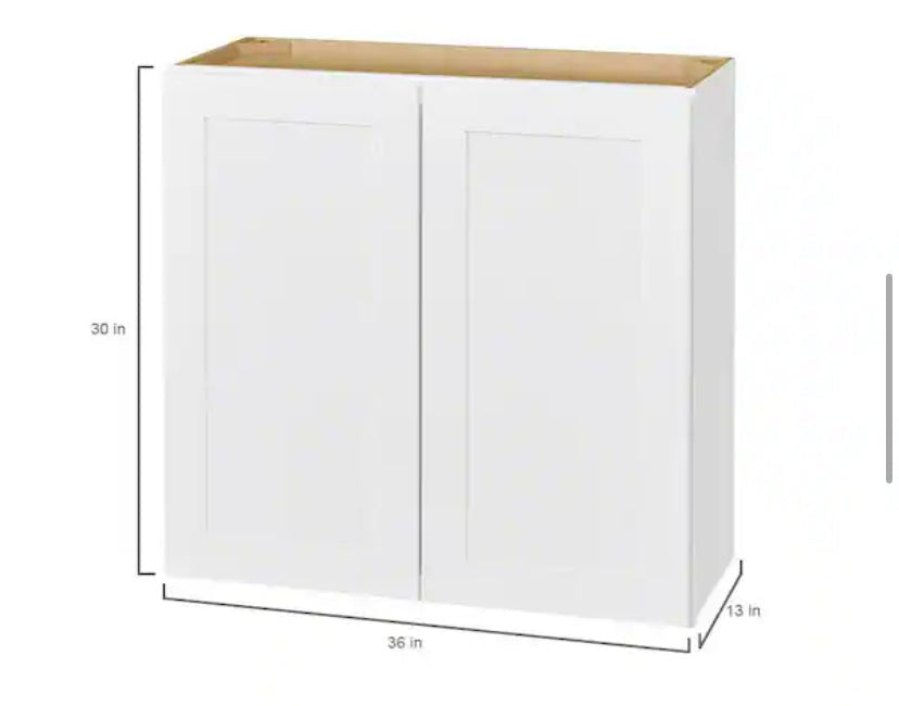 Avondale Shaker Alpine White Ready to Assemble Plywood 36 in Wall Kitchen Cabinet (36 in W x 30 in H x 12 in D)