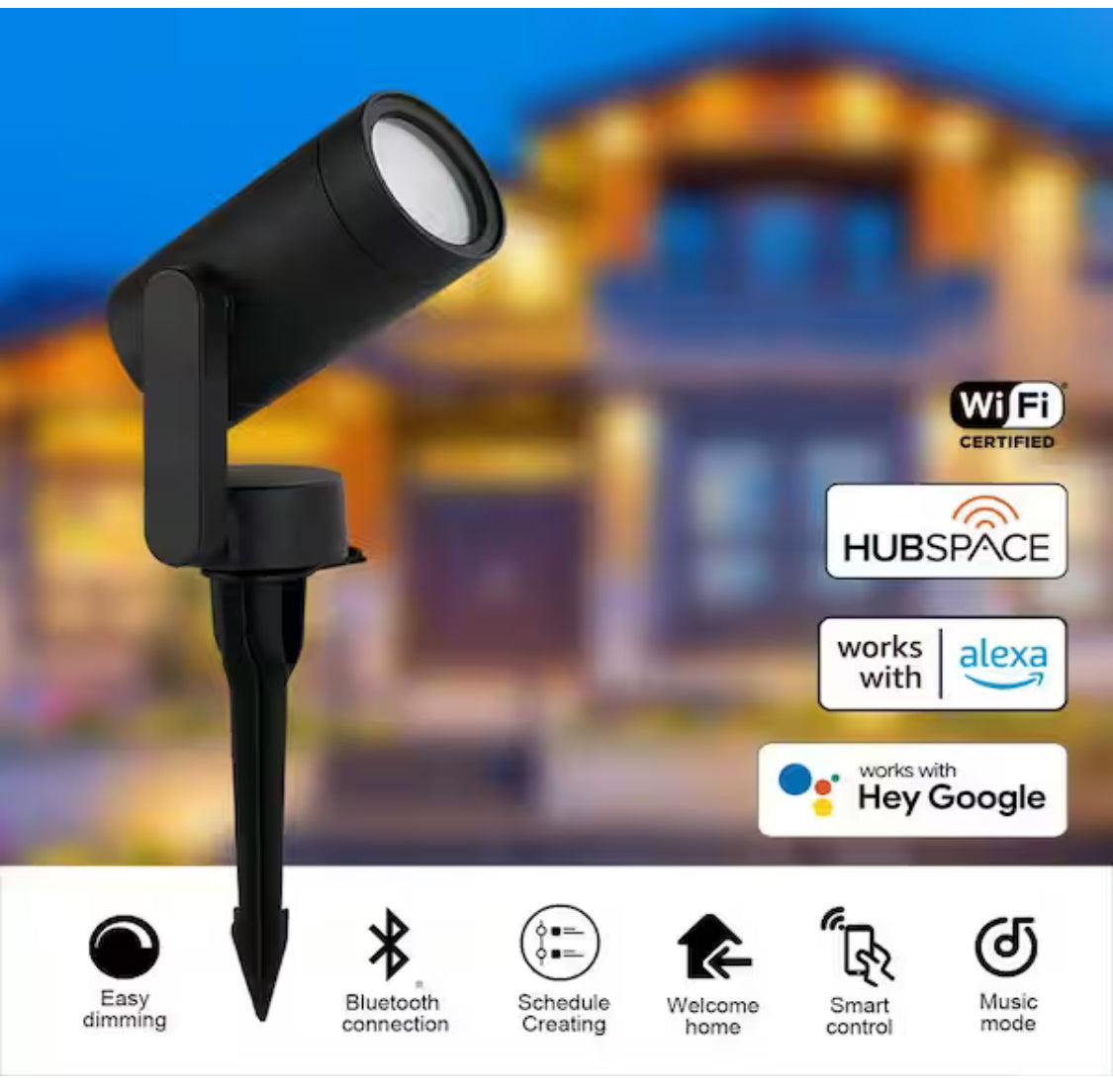 10-Watt Equivalent Low Voltage Black LED Outdoor Spotlight with Smart App Control (1-Pack) Powered by Hubspace