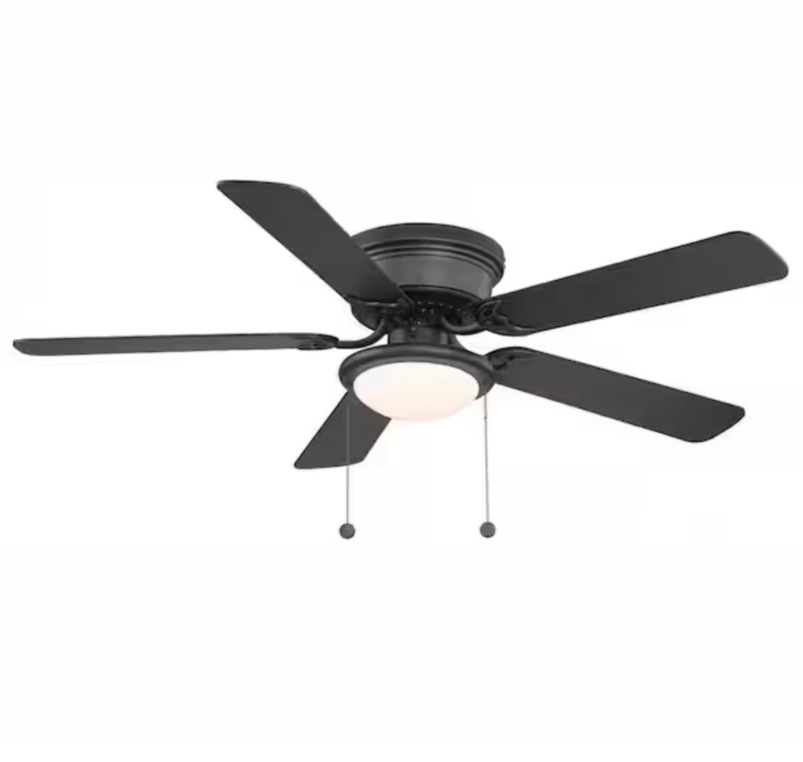 Hugger 52 in. LED Indoor Black Ceiling Fan with Light Kit