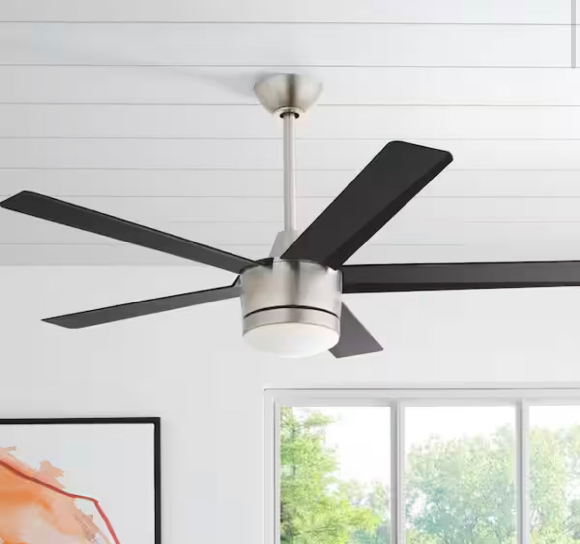 Merwry 52 in. Integrated LED Indoor Brushed Nickel Ceiling Fan with Light Kit and Remote Control