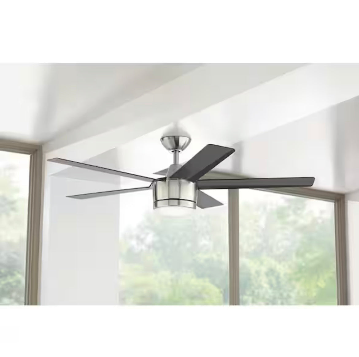 Merwry 52 in. Integrated LED Indoor Brushed Nickel Ceiling Fan with Light Kit and Remote Control