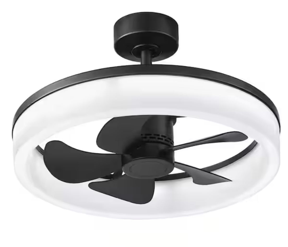 Dailstone 23 in. Indoor/Outdoor Matte Black Fandelier Ceiling Fan with Adjustable White LED with Remote Included