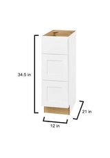 Avondale Shaker Alpine White Ready to Assemble Plywood 12 in Vanity Drawer Base (12in W x 21in D x 34.5in H)