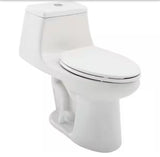 1-piece 1.1 GPF/1.6 GPF High Efficiency Dual Flush Elongated Toilet in White Slow-Close, Seat Included