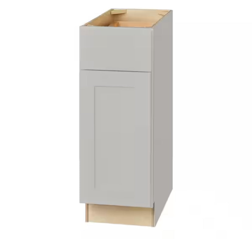 Avondale Shaker Dove Gray Quick Assemble Plywood 12 in Base Cabinet (12 in W x 24 in D x 34.5 in H)