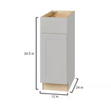 Avondale Shaker Dove Gray Quick Assemble Plywood 12 in Base Cabinet (12 in W x 24 in D x 34.5 in H)