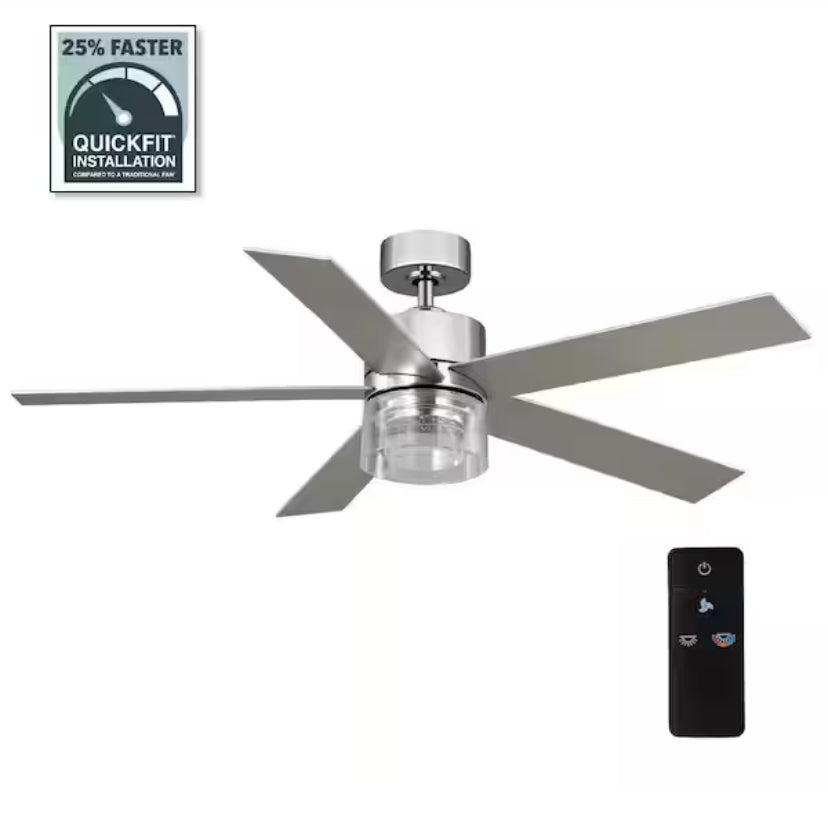 Crysalis 52 in. Integrated CCT LED with Bubble Glass Indoor Chrome Ceiling Fan with Remote Control