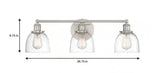 Evelyn 26.75 in. 3-Light Brushed Nickel Industrial Vanity with Clear Glass Shades