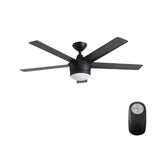 Merwry 52 in. Integrated LED Indoor Matte Black Ceiling Fan with Light Kit and Remote Control