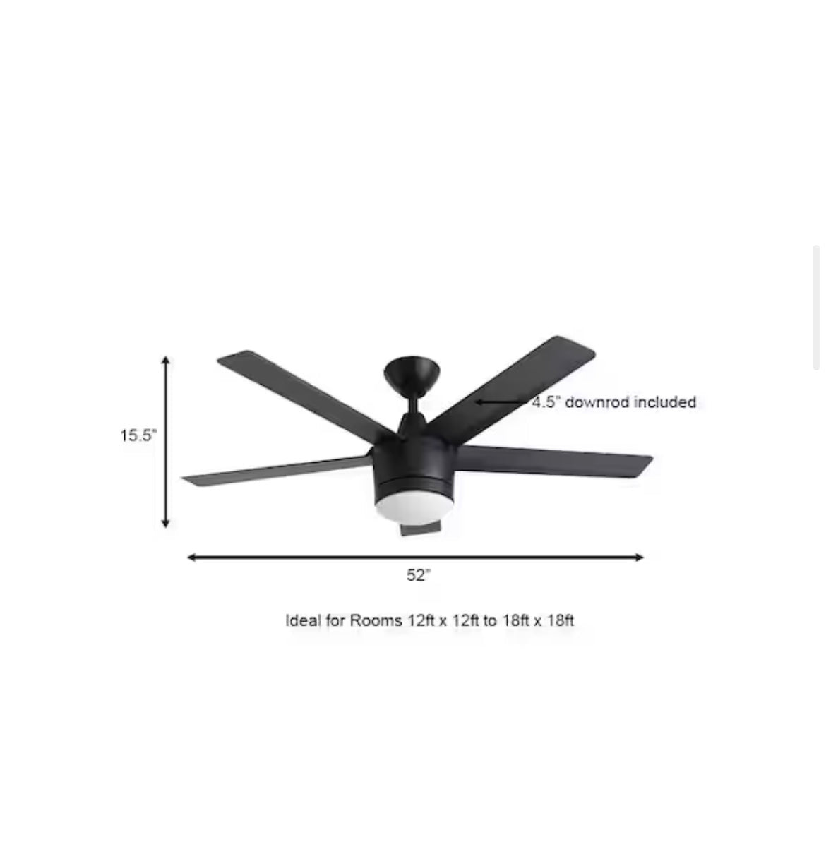 Merwry 52 in. Integrated LED Indoor Matte Black Ceiling Fan with Light Kit and Remote Control