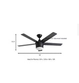 Merwry 52 in. Integrated LED Indoor Matte Black Ceiling Fan with Light Kit and Remote Control