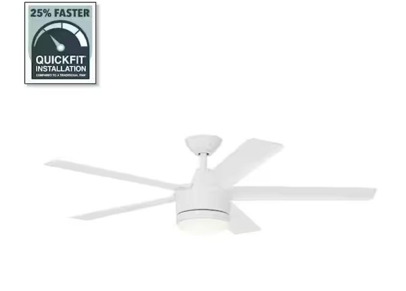 Merwry 52 in. Integrated LED Indoor White Ceiling Fan with Light Kit and Remote Control