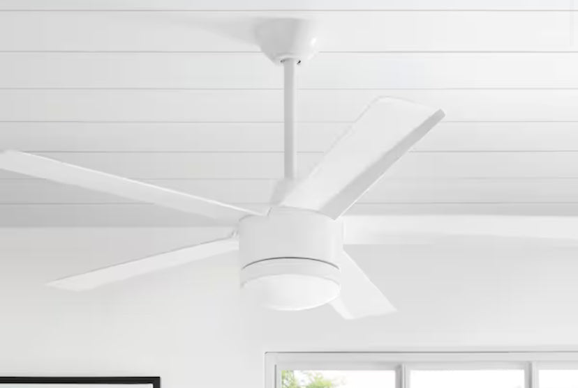 Merwry 52 in. Integrated LED Indoor White Ceiling Fan with Light Kit and Remote Control