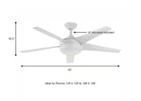 Windward IV 52 in. Indoor LED Matte White Ceiling Fan with Dimmable Light Kit, Remote Control and Reversible Motor