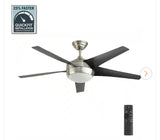 Windward IV 52 in. Indoor LED Brushed Nickel Ceiling Fan with Dimmable Light Kit, Remote Control and Reversible Motor