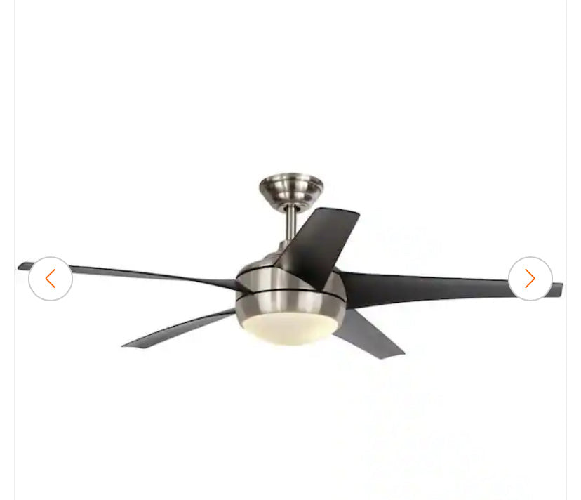 Windward IV 52 in. Indoor LED Brushed Nickel Ceiling Fan with Dimmable Light Kit, Remote Control and Reversible Motor