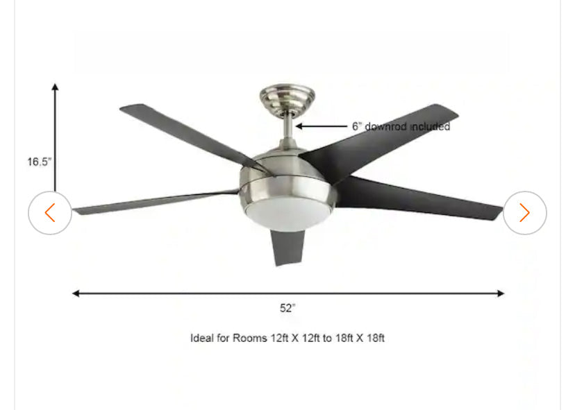 Windward IV 52 in. Indoor LED Brushed Nickel Ceiling Fan with Dimmable Light Kit, Remote Control and Reversible Motor