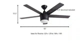 Merwry 52 in. Integrated LED Indoor Matte Black Ceiling Fan with Light Kit and Remote Control