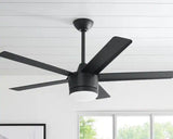 Merwry 52 in. Integrated LED Indoor Matte Black Ceiling Fan with Light Kit and Remote Control