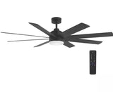 Celene II 62 in. Indoor/Outdoor Matte Black DC Motor Ceiling Fan with Adjustable White Integrated LED w/ Remote Included