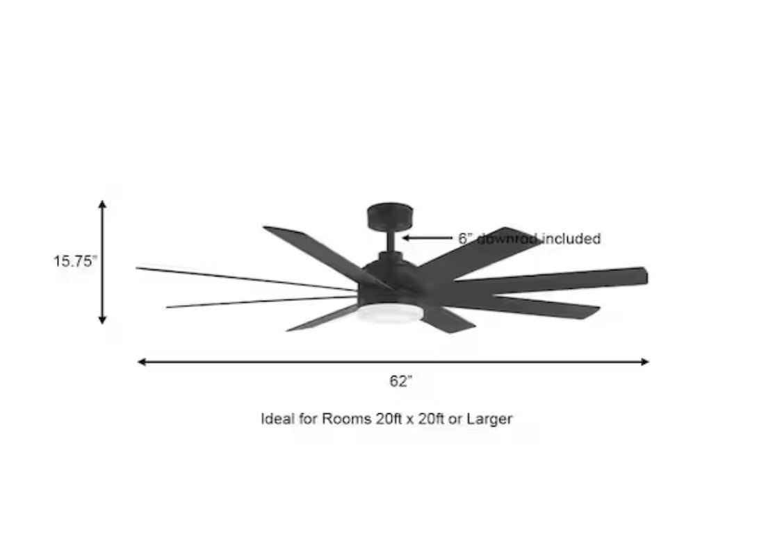 Celene II 62 in. Indoor/Outdoor Matte Black DC Motor Ceiling Fan with Adjustable White Integrated LED w/ Remote Included