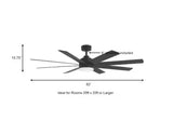 Celene II 62 in. Indoor/Outdoor Matte Black DC Motor Ceiling Fan with Adjustable White Integrated LED w/ Remote Included