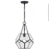 Wianno 1-Light Matte Black Pendant with Clear Bound Glass Shade